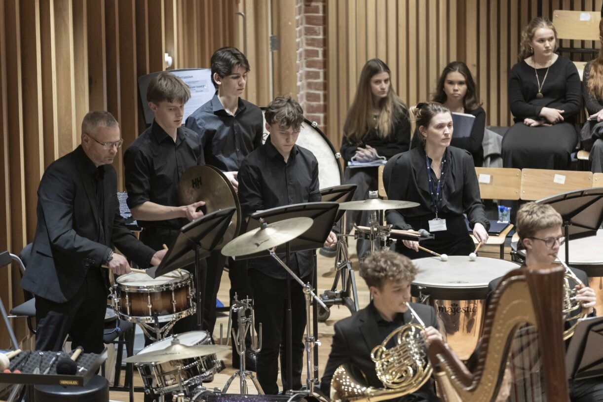Performing with the orchestra percussion section